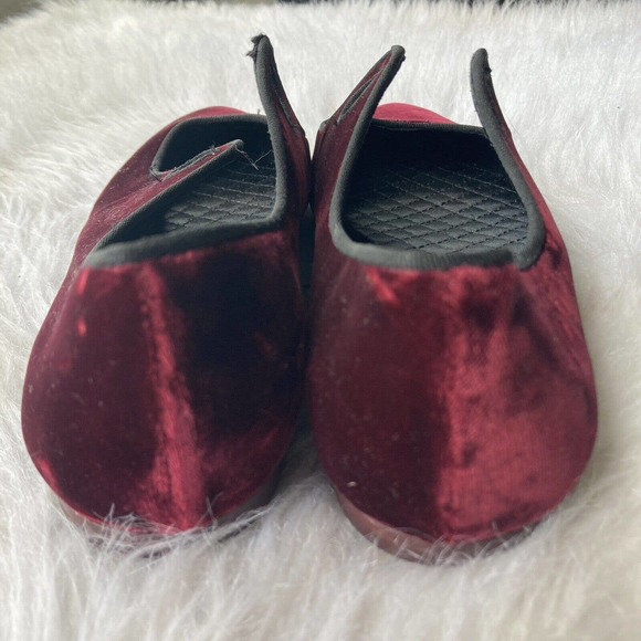 Tory Burch Clara Ballet Flats Size 9.5 Crushed Red Velvet Leather Missing Ribbon - Picture 7 of 14